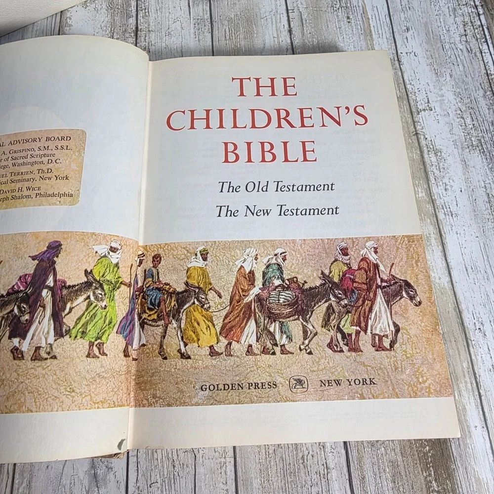Vintage 1968 Catholic Holy Bible and Golden Press Childrens Bible Set 2 Books